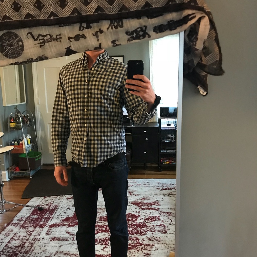 J.crew slim black and white button down shirt
